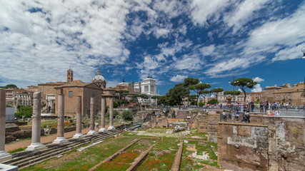 Obraz premium Rome, Italy - ancient Roman Forum timelapse , UNESCO World Heritage Site