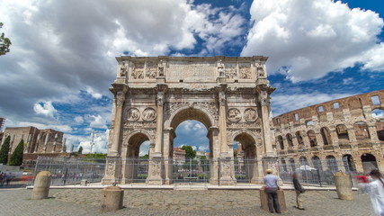 Fototapeta na wymiar Arch of Constantine timelapse , Rome, Italy.