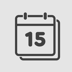 Vector icon calendar day, number 15, line flat