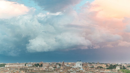 Panoramic view of historic center timelapse of Rome, Italy