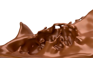 chocolate background. chocolate splash isolated on white. 3D rendering. 3d illustration