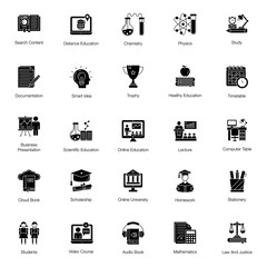  Online Education Glyph Vectors Pack 