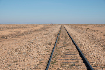 lonely railway line through the Moroccan Sahara from Oujda to Bouarfa
