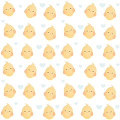 cute Seamless pattern background illustration with little chickens