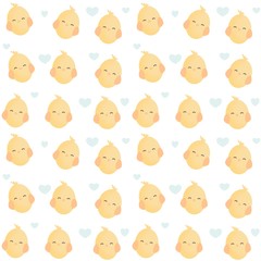 cute Seamless pattern background illustration with little chickens