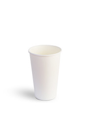 White paper cup for drinks isolated on a white background