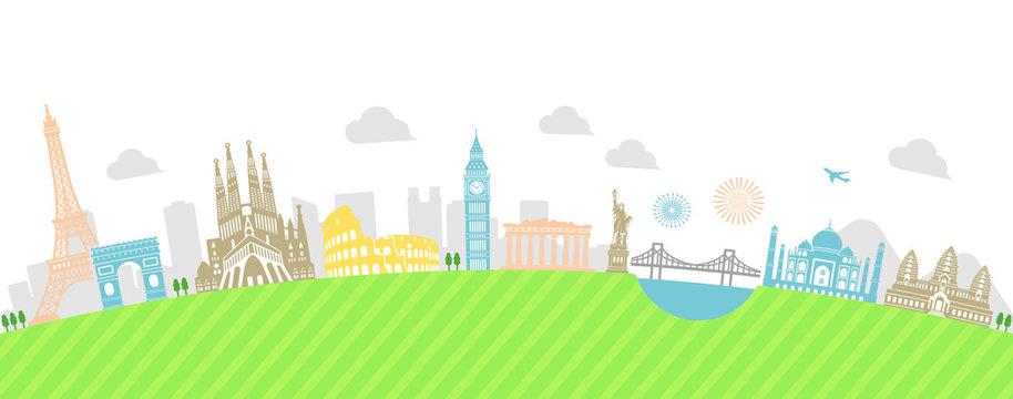 World heritage / famous landmark buildings vector illustration ( arch type )