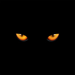 Eyes cat on black background, vector and illustration.