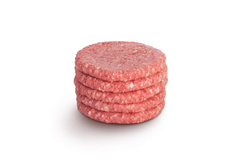 Raw cutlets for hamburger isolated on white background