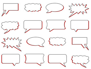 Stickers of speech bubbles vector set. speech balloon or chat bubble line art vector icon for apps and websites. Dream cloud isolated icon. Modern pictogram. Vector symbol