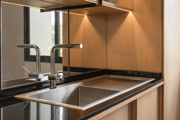 Modern faucet tap water with stainless steel interior contemporary built in kitchen