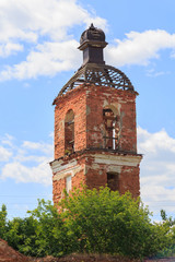 Saratov Region, Russia. Traveling around the Novoburas district, the sights of the village of Loch, Gremyachka. Church of St. Nicholas the Wonderworker. Ruined building 19th century 1821. Photo series