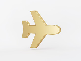 Obraz premium Golden metal 3d icon object isolated in white background. 3d rendering - illustration.