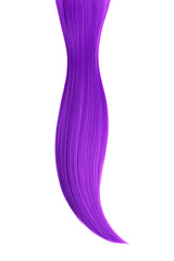 Purple hair isolated on white background. Long ponytail