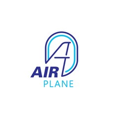 Airplane logo wing and porthole blue lines