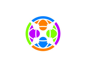 colourful simple flat logo icon of four people figure performing rotation position in complete circle suitable for team work group joint venture cooperation company