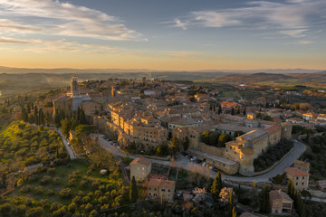 View from high at amazing Italian town, Pienza.
