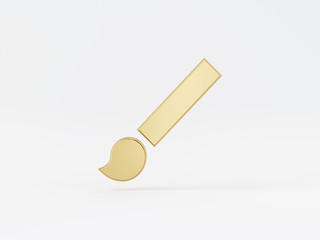 Golden metal 3d icon object isolated in white background. 3d rendering - illustration.