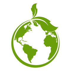 Green earth ,Green leaf art. Ecology concept. white background