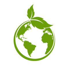 Green earth ,Green leaf art. Ecology concept. white background