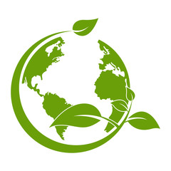 Green earth ,Green leaf art. Ecology concept. white background