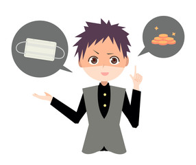 悪びれずに転売行為をする男性のイラスト