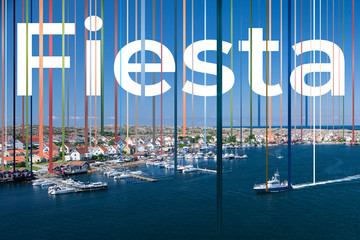 Fiesta. Art vision of travel concept - lines design on beautiful nature scenery for vacation....