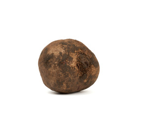 Fototapeta premium dirty round beets in peel isolated on a white background