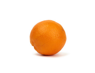 round ripe orange in peel isolated on a white background