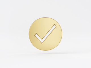 Golden metal 3d icon object isolated in white background. 3d rendering - illustration.