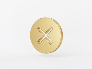 Golden metal 3d icon object isolated in white background. 3d rendering - illustration.