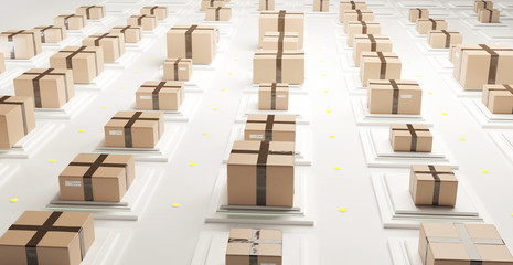 logistic center transport packages 3d-illustration