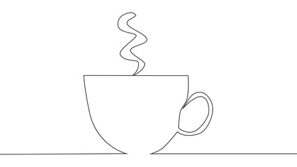 Continuous line drawing of cup of coffee. illustration