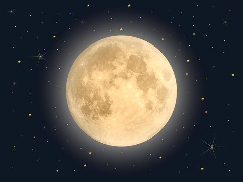 Full moon with star , Vector
