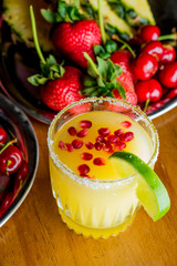 Frozen tropical cocktails. Traditional classic Hawaiian or tiki bar tropical drinks. Drinks w/ ...