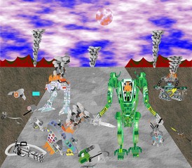 illustration of robots rebellion against human