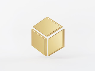 Golden metal 3d icon object isolated in white background. 3d rendering - illustration.