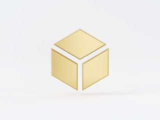 Golden metal 3d icon object isolated in white background. 3d rendering - illustration.
