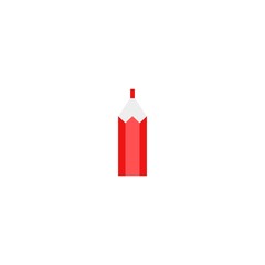red geometric pencil. Isolated on white. Flat line icon. Vector illustration with pencil.