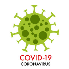 2019-nCoV, Coronavirus, COVID-19 red and green color, Bacteria on white background, isolated, vector illustration