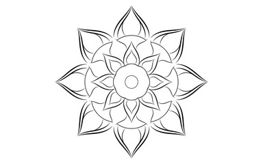 Circle pattern petal flower of mandala with black and white,Vector floral mandala relaxation patterns unique design with white background,Hand drawn pattern,concept meditation and relax