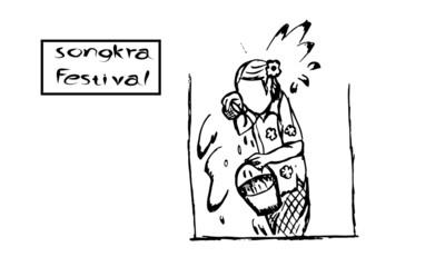 vector illustration of a girl.Songkran Festival.