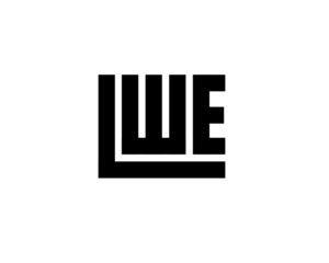 square monogram anagram lettermark logo of letter l w e 
