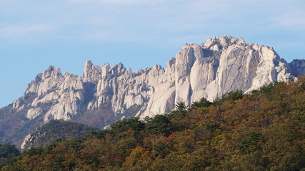 Ulsanbawi rock in Seoraksan national park, Sokcho, Gangwon region in South Korea.