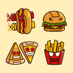 collection of Fast Food Robot cartoon character design