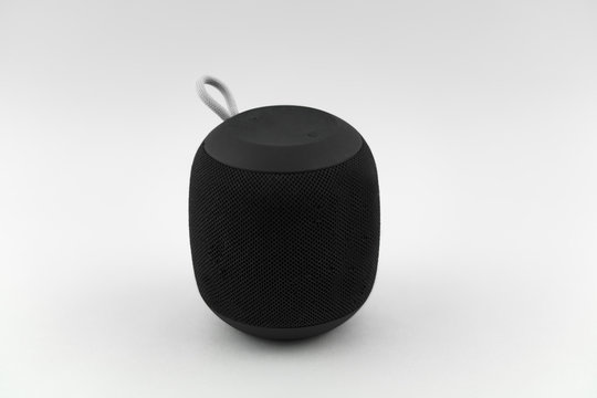 Portable speaker on white background