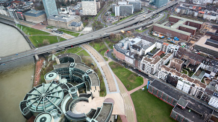 aerial view of cars in city