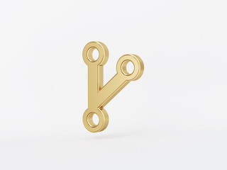 Golden metal 3d icon object isolated in white background. 3d rendering - illustration.