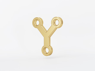 Golden metal 3d icon object isolated in white background. 3d rendering - illustration.