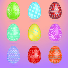 Set of multi-colored Easter eggs
